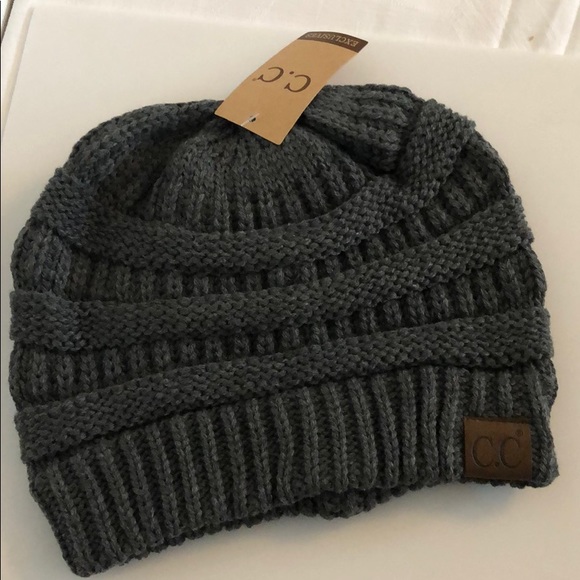 🟣3/$35 C.C Knit Beanie – Dark Melange Grey - Picture 2 of 2